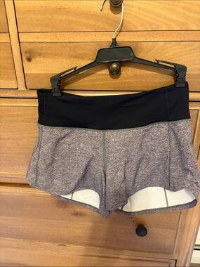 lululemon athletica Heathered Gray Athletic Shorts with Black Waistband